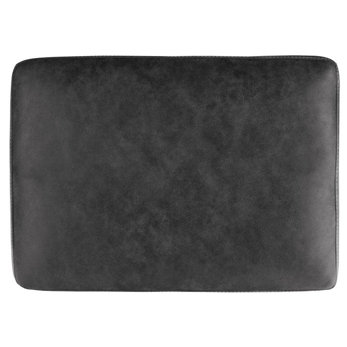 Rectangular Ottoman with Tapered Block Legs and Jumbo Stitching, Gray