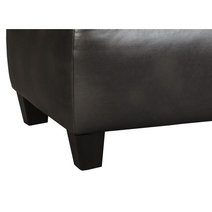 Rectangular Oversized Leatherette Ottoman with Jumbo Stitching, Black