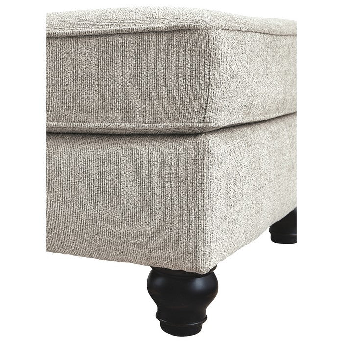 Rectangular Wooden Ottoman with Textured Fabric Upholstery, Beige