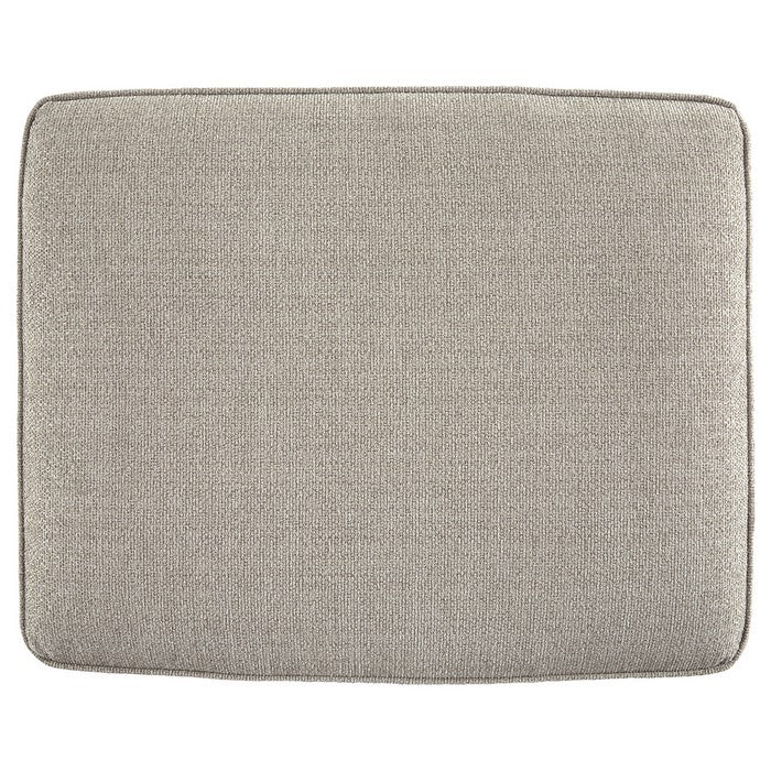 Rectangular Wooden Ottoman with Textured Fabric Upholstery, Beige