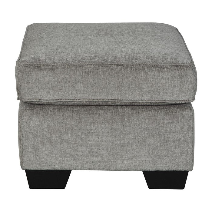 Rectangular Wooden Ottoman with Textured Fabric Upholstery, Gray