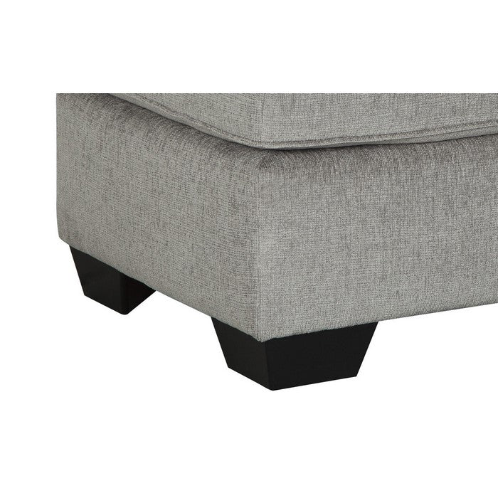 Rectangular Wooden Ottoman with Textured Fabric Upholstery, Gray