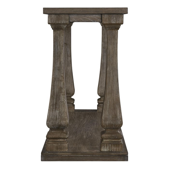 Rectangular Wooden Sofa Table with Square Baluster Legs, Taupe Brown