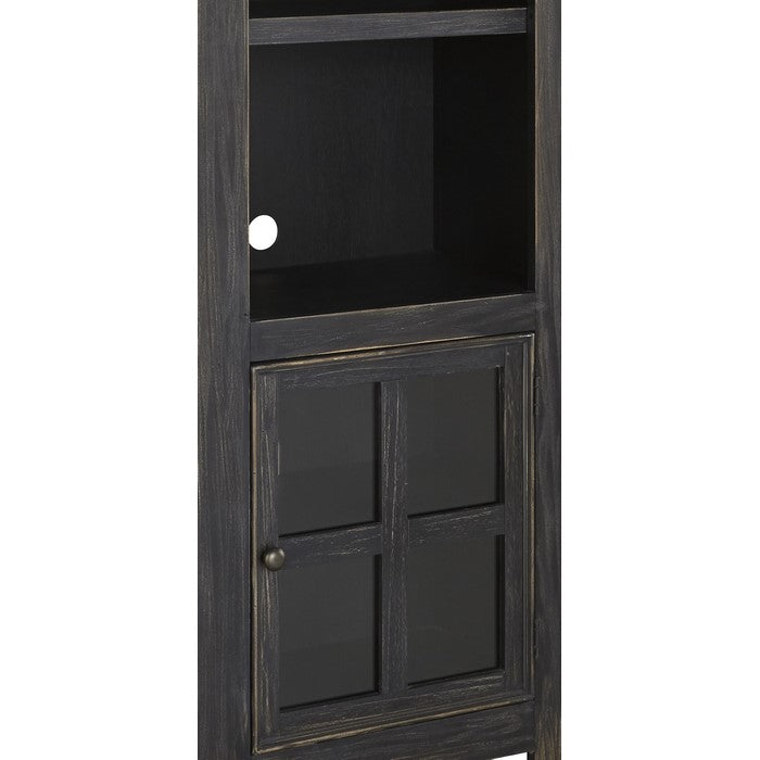 Right Pier with 3 Open Compartments and 1 Glass Panel Door, Antique Black