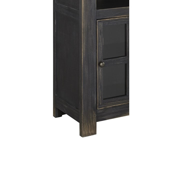Right Pier with 3 Open Compartments and 1 Glass Panel Door, Antique Black