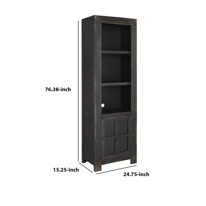 Right Pier with 3 Open Compartments and 1 Glass Panel Door, Antique Black