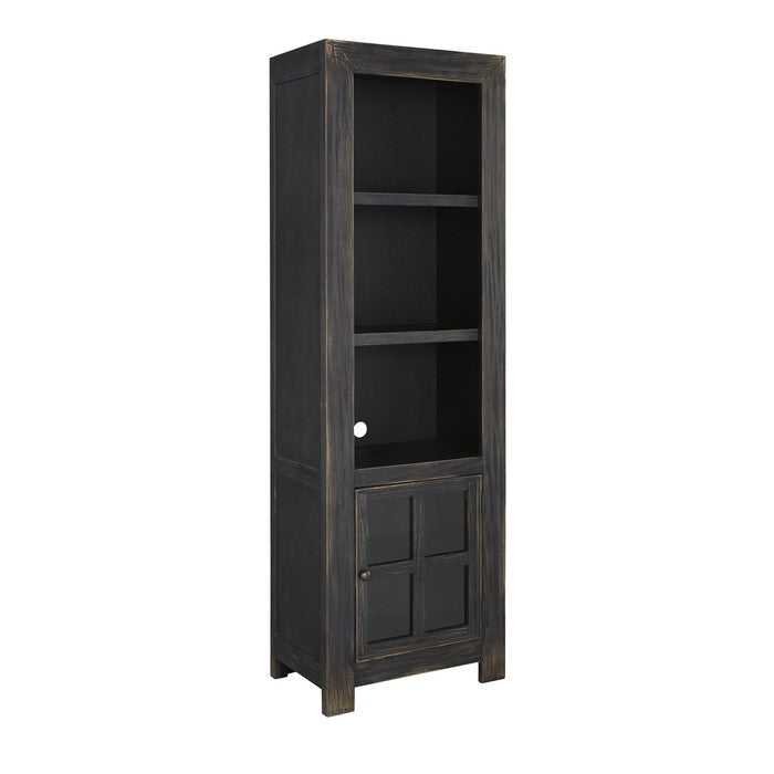 Right Pier with 3 Open Compartments and 1 Glass Panel Door, Antique Black