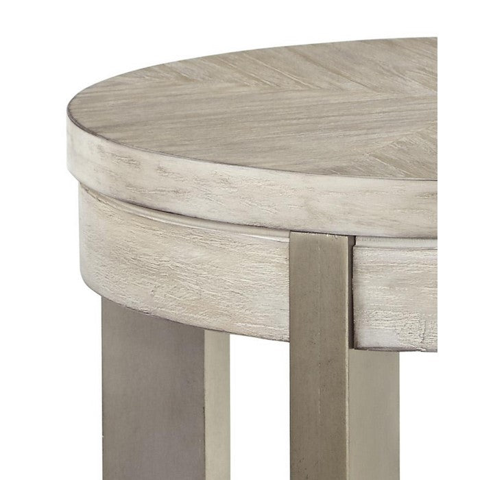 Round Wooden Frame End Table with Open Shelf, Light Brown