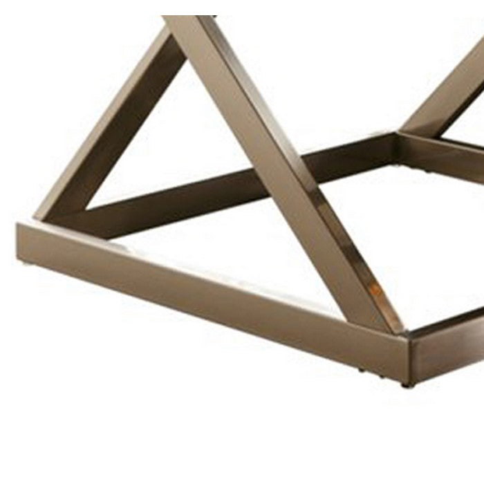 Square Glass Top Metal Frame End Table with X Shape Legs, Silver and Clear