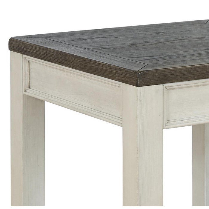 Square Wooden Frame End Table with Open Shelf, White and Brown