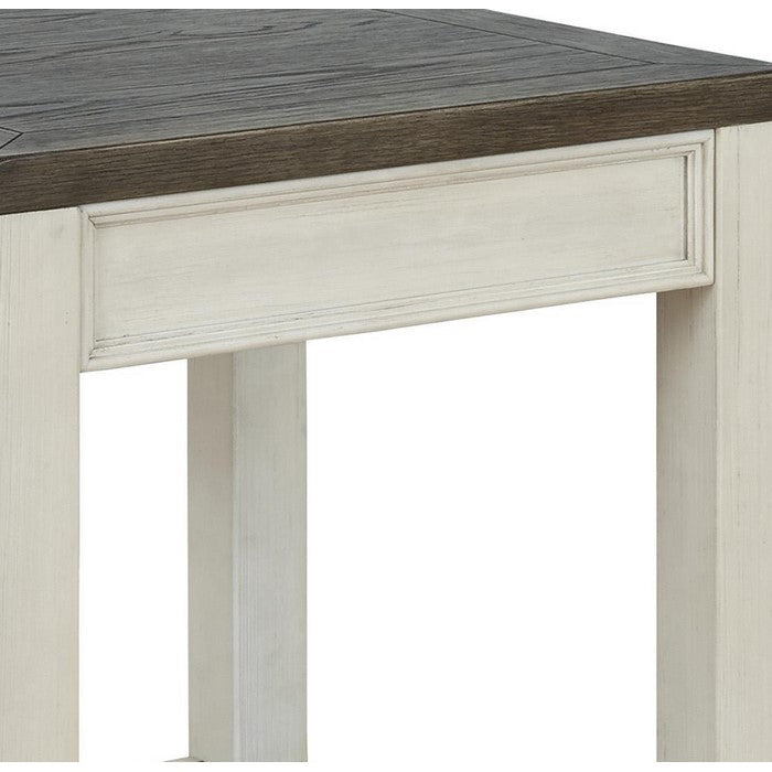 Square Wooden Frame End Table with Open Shelf, White and Brown