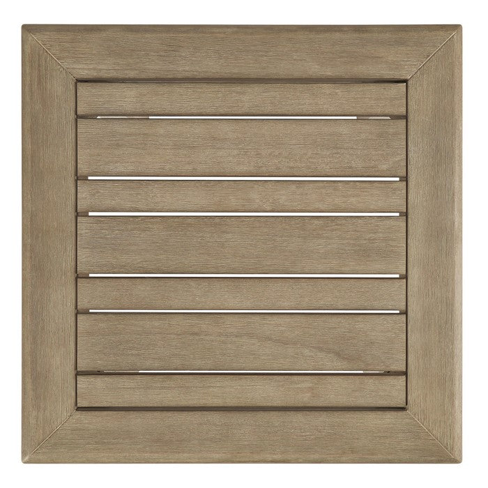 Square Wooden Frame End Table with Plank Tabletop, Teak Brown