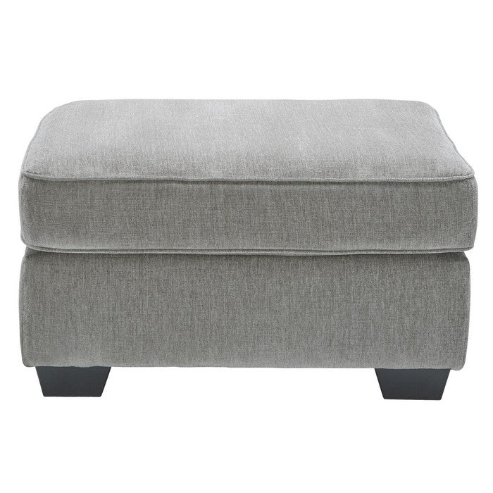 Square Wooden Oversized Ottoman with Textured Fabric Upholstery, Gray