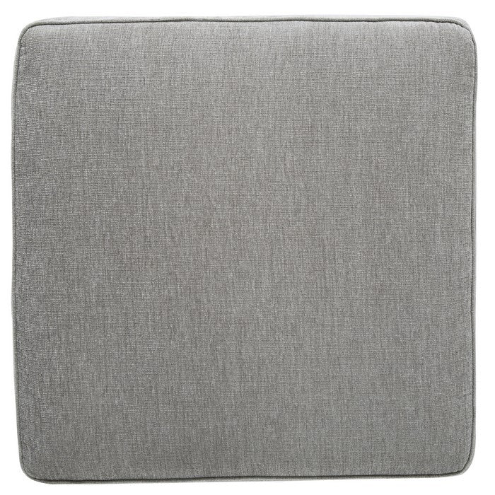 Square Wooden Oversized Ottoman with Textured Fabric Upholstery, Gray