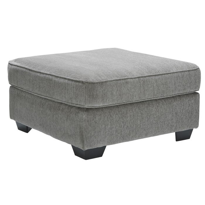 Square Wooden Oversized Ottoman with Textured Fabric Upholstery, Gray