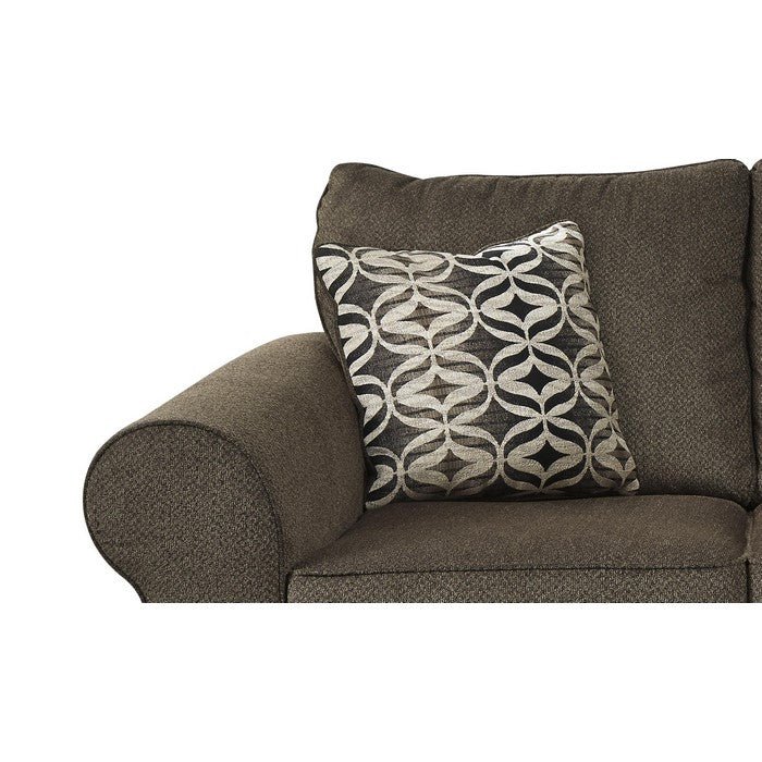 Textured Fabric Upholstered Loveseat with Flared Armrests, Taupe Brown
