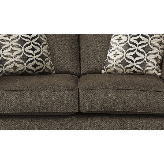 Textured Fabric Upholstered Loveseat with Flared Armrests, Taupe Brown