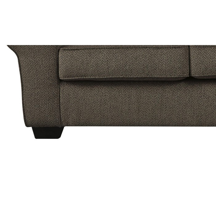 Textured Fabric Upholstered Loveseat with Flared Armrests, Taupe Brown