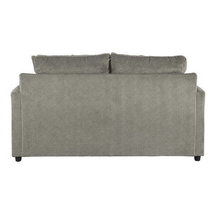 Textured Fabric Upholstered Loveseat with T Cushioned Seat, Gray