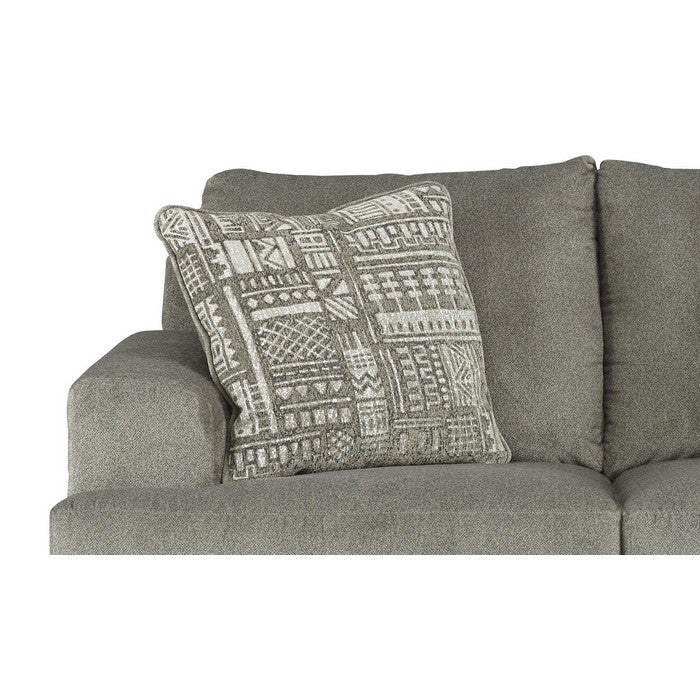 Textured Fabric Upholstered Loveseat with T Cushioned Seat, Gray
