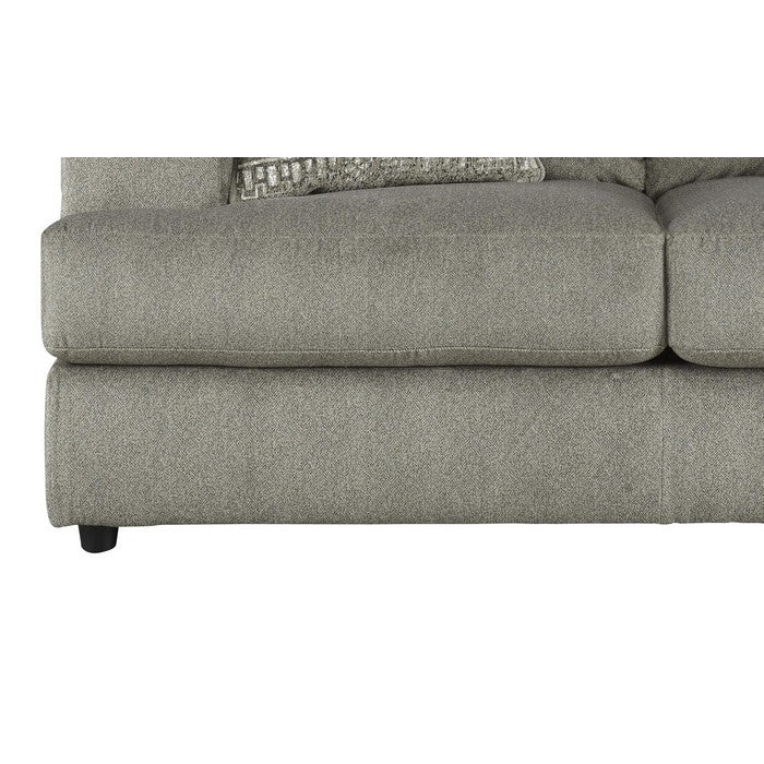 Textured Fabric Upholstered Loveseat with T Cushioned Seat, Gray