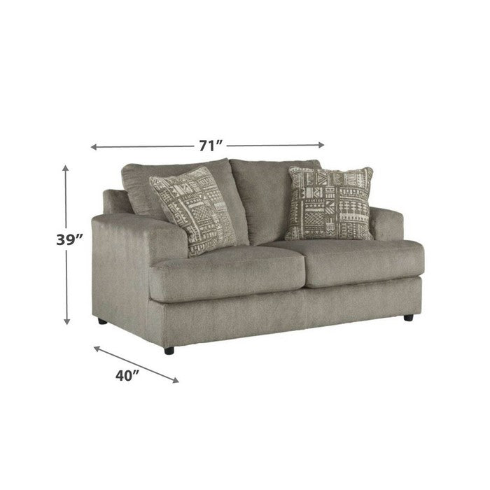 Textured Fabric Upholstered Loveseat with T Cushioned Seat, Gray