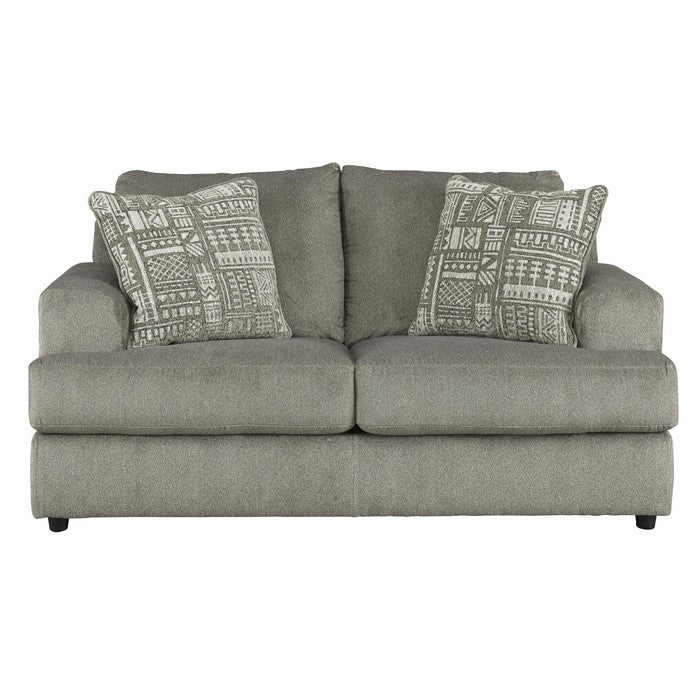 Textured Fabric Upholstered Loveseat with T Cushioned Seat, Gray