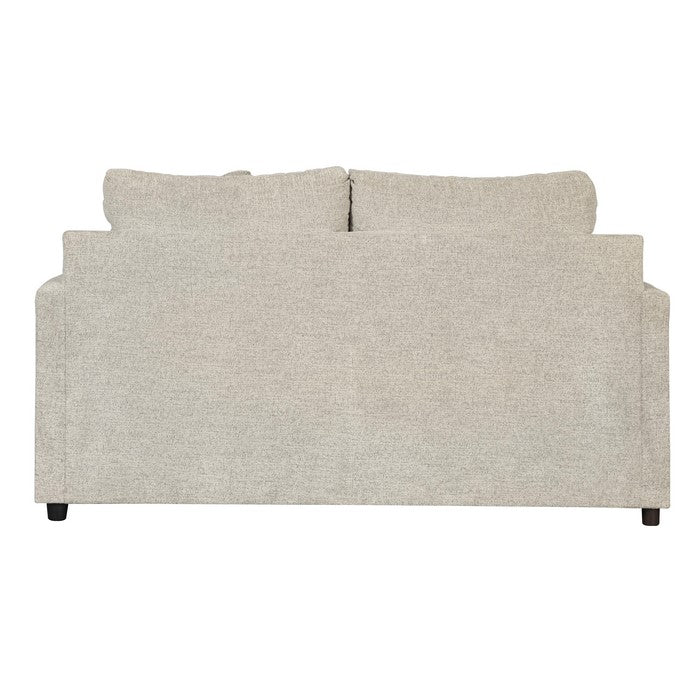 Textured Fabric Upholstered Loveseat with T Cushioned Seat, Off White