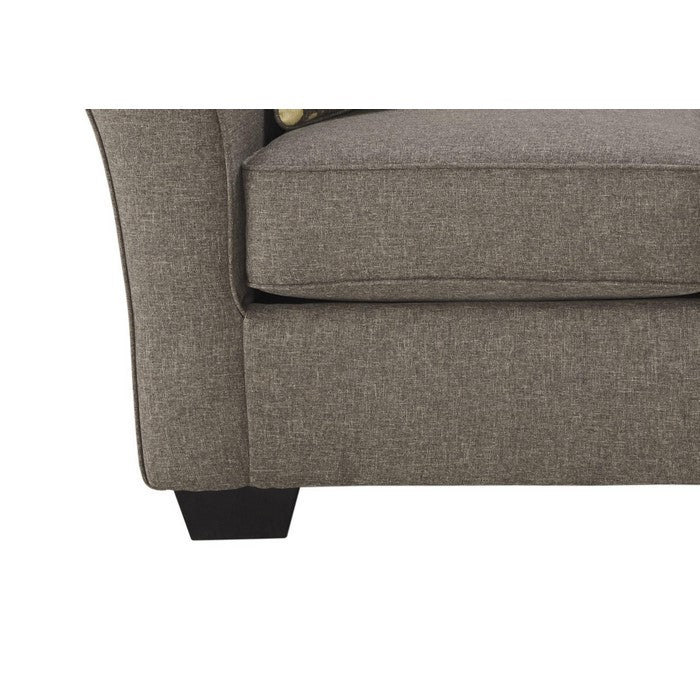 Textured Fabric Upholstered Wooden Loveseat with Flared Arms, Taupe Gray