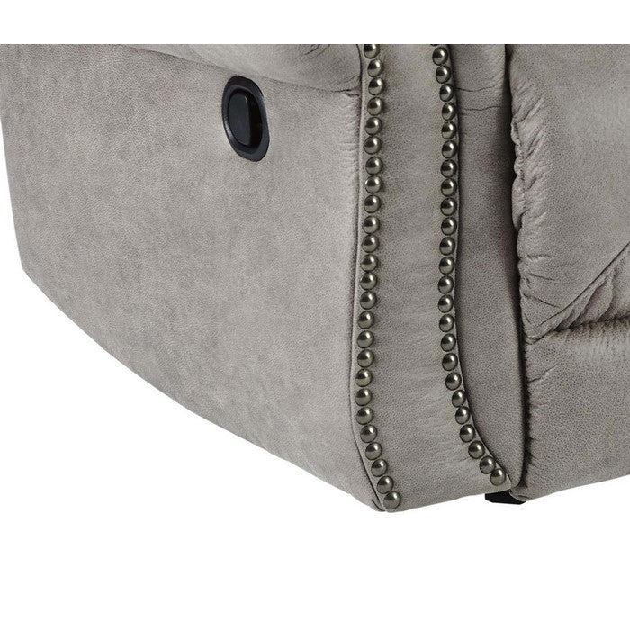 Top Pillow Back Rocker Recliner with Nailhead Trim, Light Gray