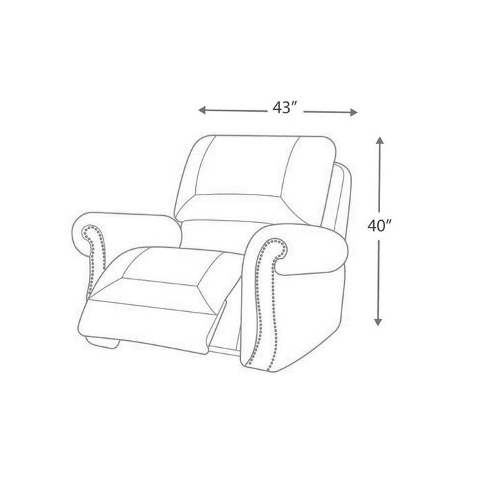 Top Pillow Back Rocker Recliner with Nailhead Trims, Light Brown