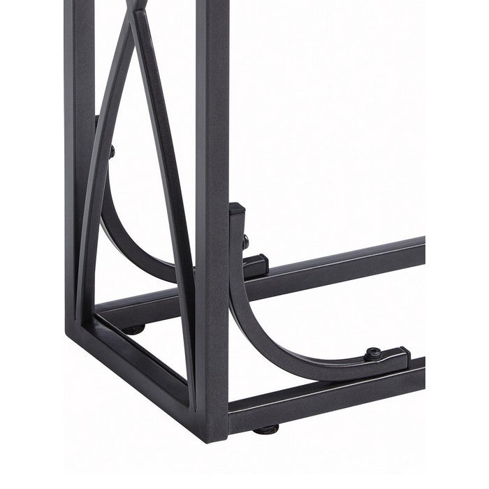 Two Tone Cantilever Wood and Metal Chair Side End Table, Brown and Black