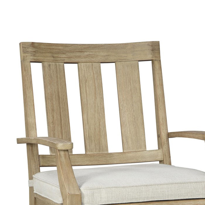 Wooden Counter Height Chair with Slatted Back and Fabric Seat, Set of 2, Brown