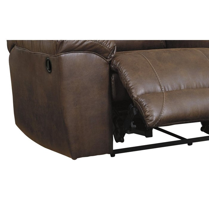 Wooden Dual Recliner Loveseat with Storage Console, Brown