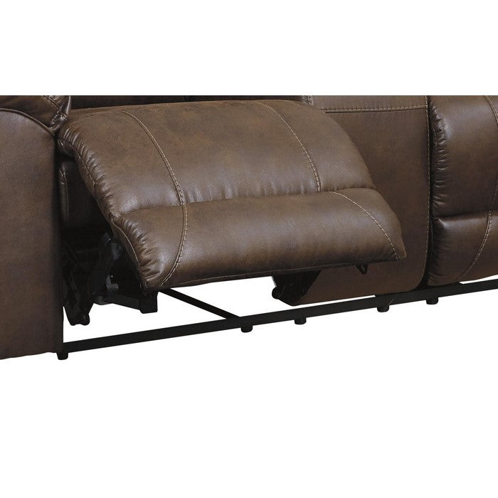 Wooden Dual Recliner Loveseat with Storage Console, Brown