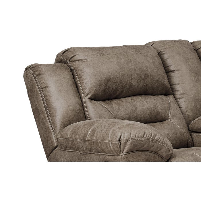 Wooden Dual Recliner Loveseat with Storage Console, Gray