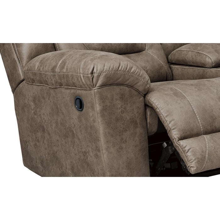 Wooden Dual Recliner Loveseat with Storage Console, Gray
