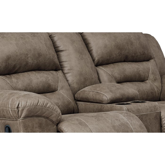 Wooden Dual Recliner Loveseat with Storage Console, Gray
