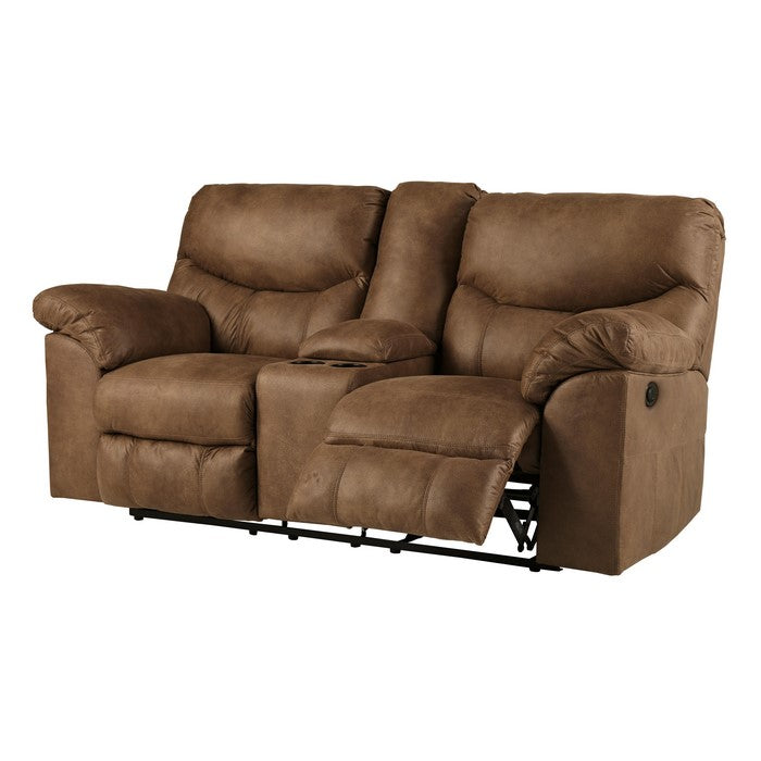 Wooden Dual Recliner Power Loveseat with 2 Cupholders, Brown