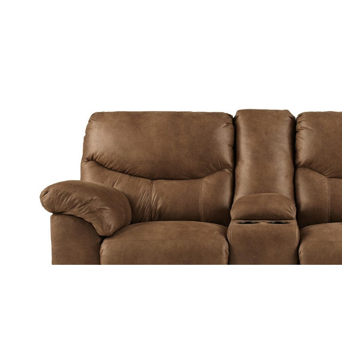 Wooden Dual Recliner Power Loveseat with 2 Cupholders, Brown