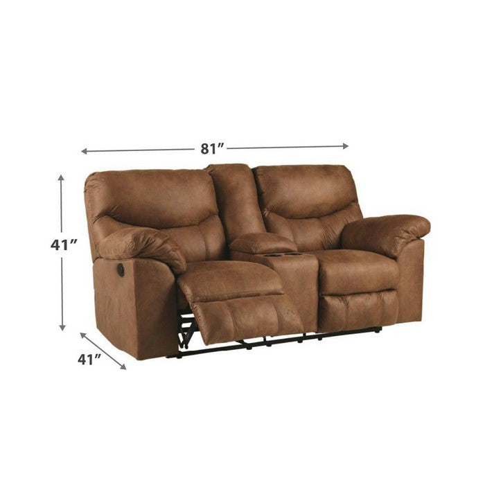 Wooden Dual Recliner Power Loveseat with 2 Cupholders, Brown