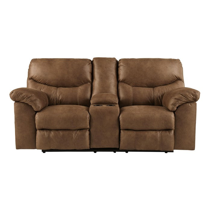 Wooden Dual Recliner Power Loveseat with 2 Cupholders, Brown