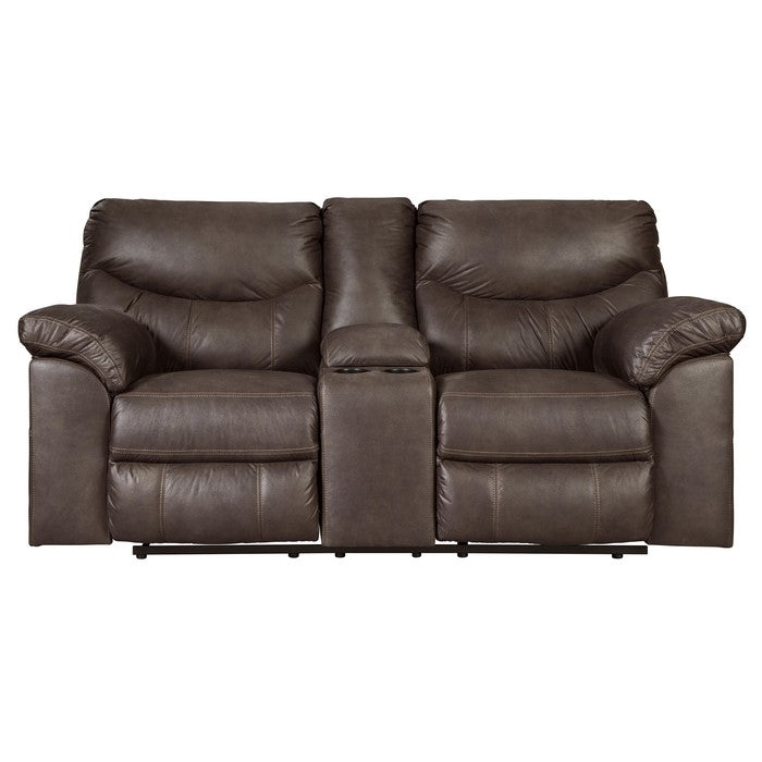 Wooden Dual Recliner Power Loveseat with 2 Cupholders, Dark Brown