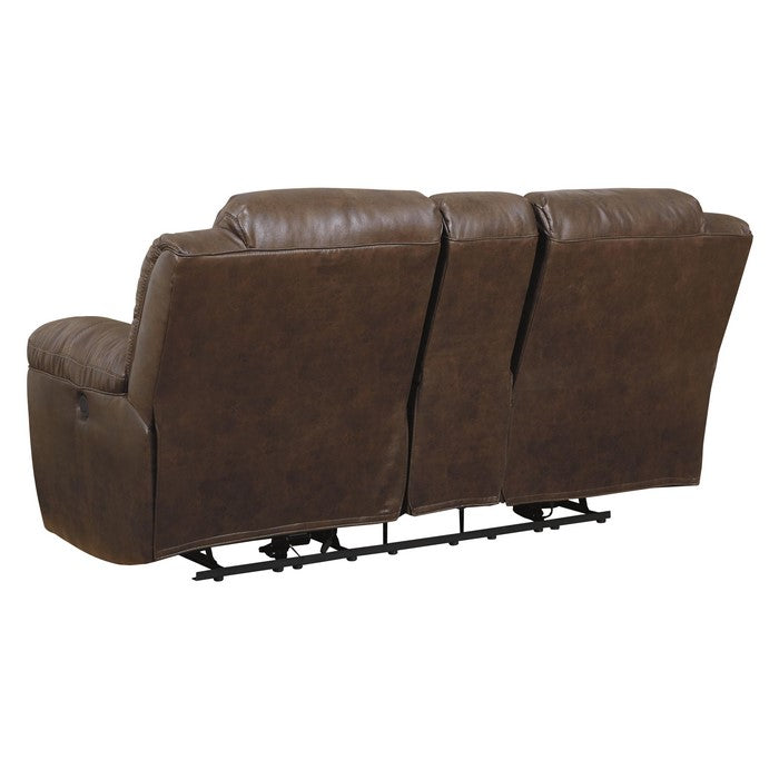 Wooden Dual Recliner Power Loveseat with Storage Console, Brown