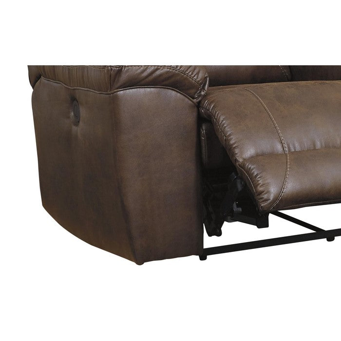 Wooden Dual Recliner Power Loveseat with Storage Console, Brown