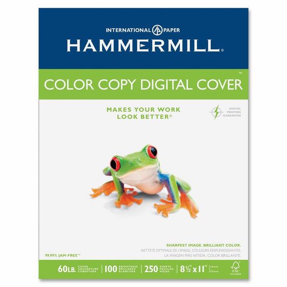 Hammermill Color Copy Digital Cover Stock, 60 lbs, 8-1/2 x 11, White, 250 Sheets