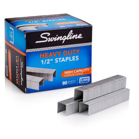 Swingline Staples, Heavy Duty, 90-Sheet Capacity, 1/2" Length, 100/Strip, 5000/Box, 1 Box (79392)