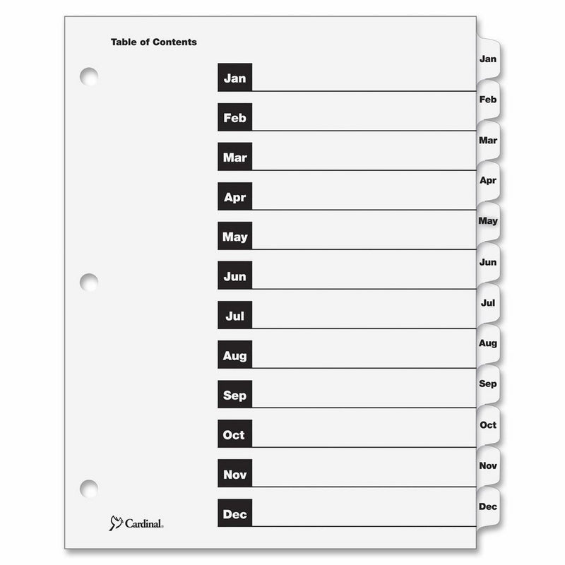 Cardinal OneStep Index System, 12-Tab, Monthly, White, 1 Set (60313)