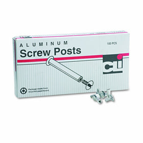 Charles Leonard Aluminum Screw Posts, 0.50 Inch Post Length, Silver, 100-Pack (3703L)