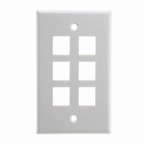 ICC IC107F06WH Single-Gang 6-Port Modular Keystone Face Cover Plate, White